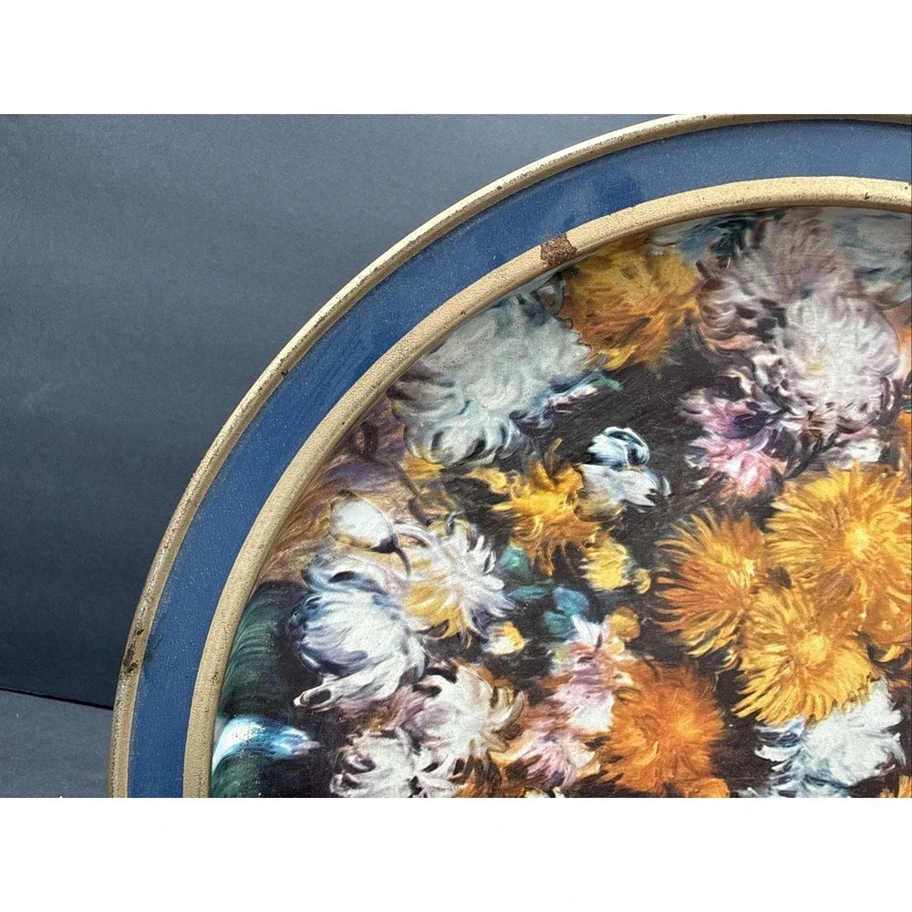 Vtg Tin Canister Serving Tray Lid 13.5